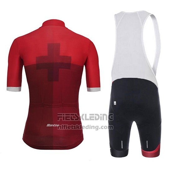 2018 Fietskleding Tour de Suisse Cross Rood Korte Mouwen en Koersbroek